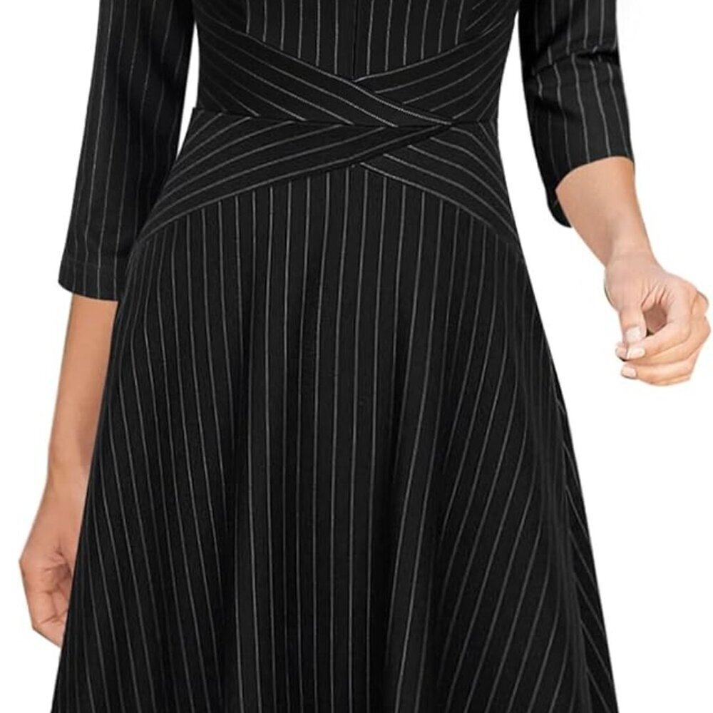 Women's Office Dress Polyester Spandex Slim Fit A-Line Front Zipper